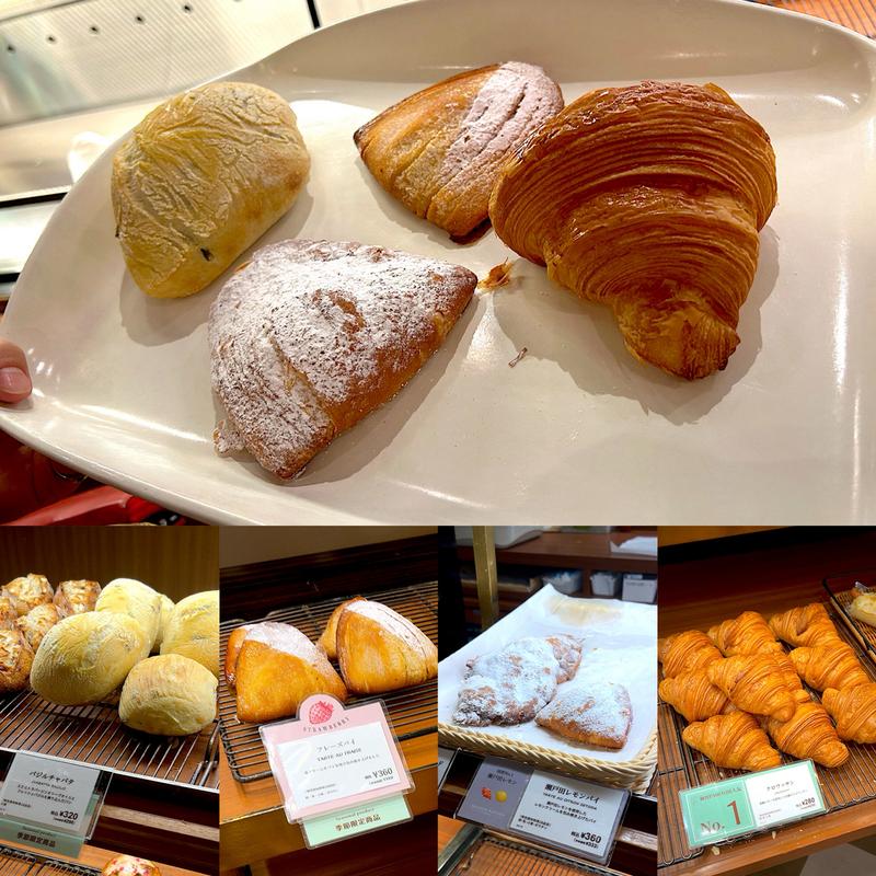 クロワッサン、瀬戸田レモンパイ、フレーズパイ、バジルチャバタ(メゾンカイザー仙台 仙台PARCO2店)