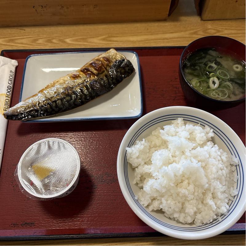 ご飯　味噌汁　納豆　鯖塩焼き(まいどおおきに食堂 三郷たかの食堂)