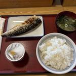 ご飯　味噌汁　納豆　鯖塩焼き