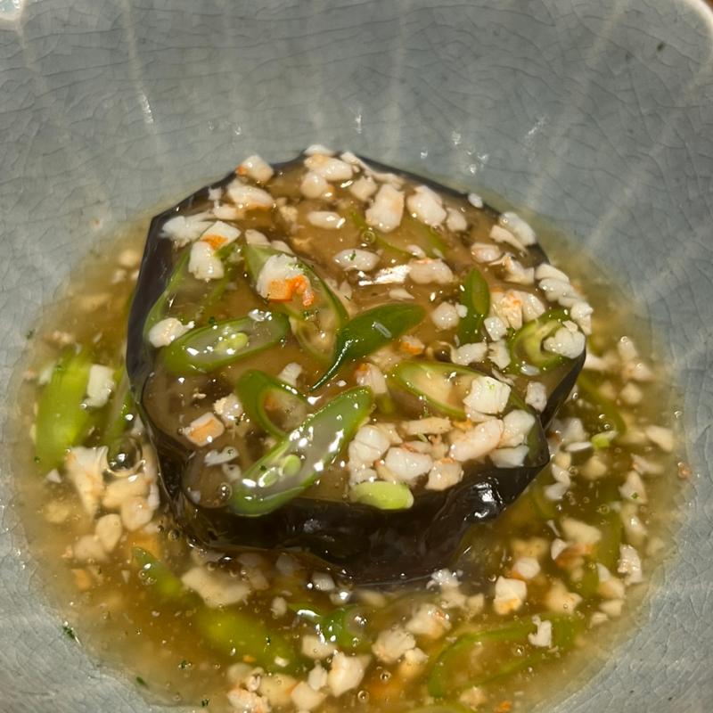 米ナス海老そぼろ餡掛け(うを弘)