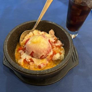 石焼リゾットまるごとトマトとパンチェッタ、モッツァレラチーズ