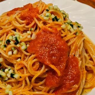 トマトと香味野菜のガスパチョ冷製パスタ