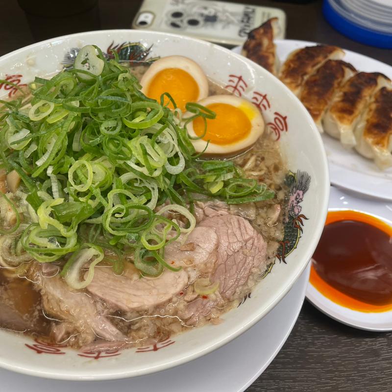 味玉ラーメン+餃子(来来亭 小野田バイパス店)
