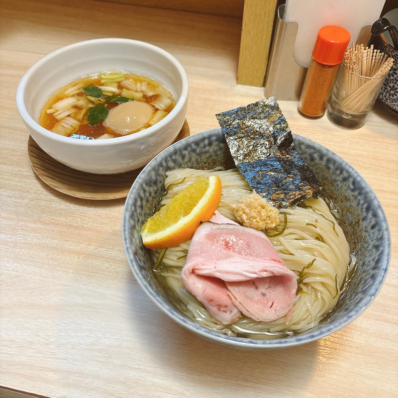 魚介塩昆布水つけ麺(大盛,味玉付)(にしき之中華ソバ)