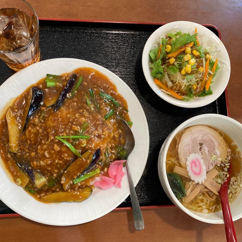 ランチセット（マーボーナス飯）(中華食彩 王華楼 （ちゅうかしょくさい おうかろう）)