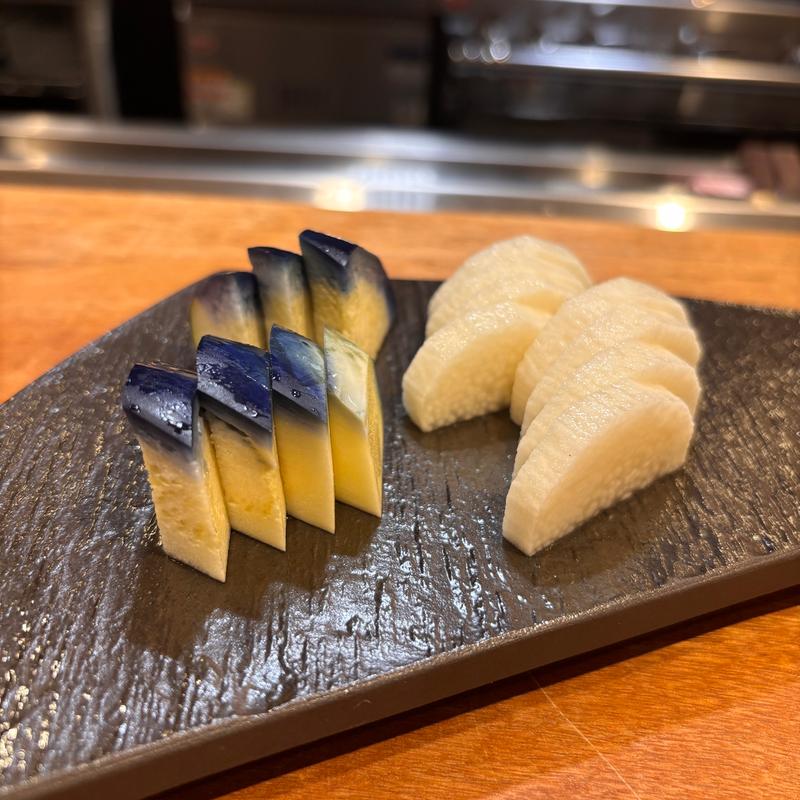 長芋わさび漬けと水茄子漬け(和食 あじわい 六 町田)