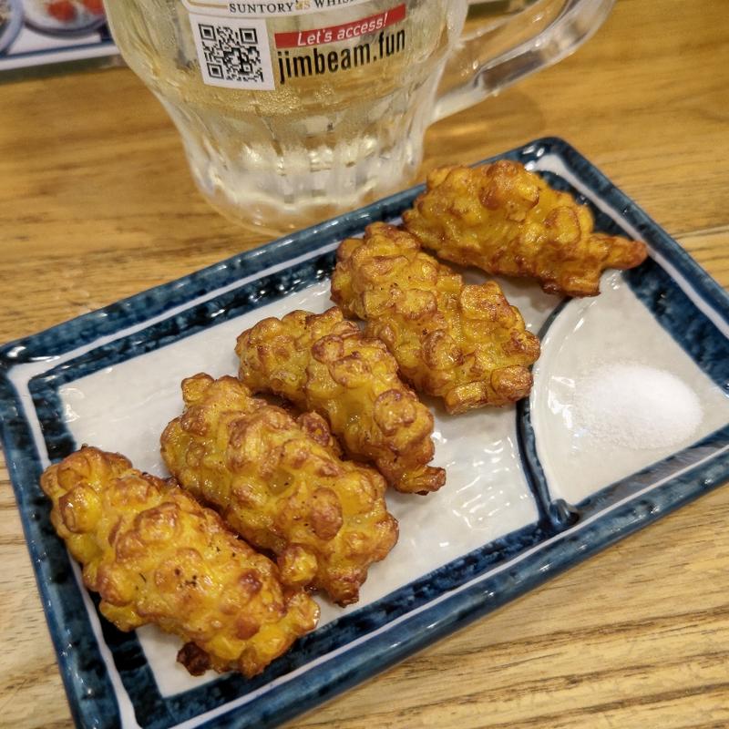 とうもろこしの天ぷら(太陽ホエール 野毛本店)