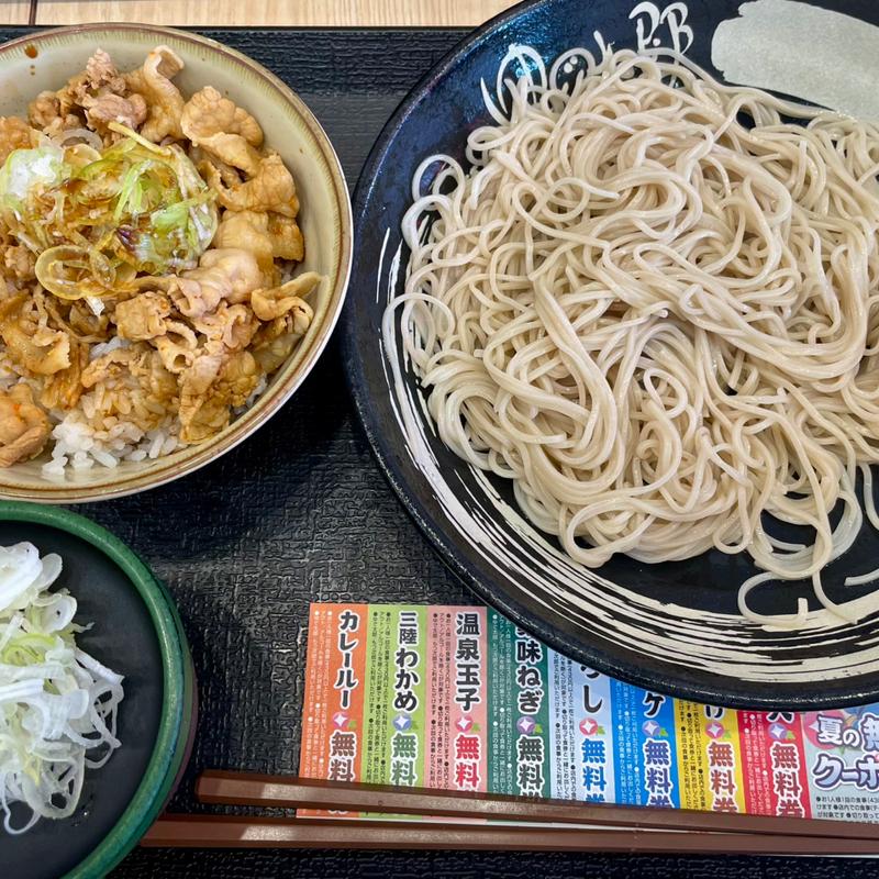 冷そばとミニ薬味ねぎ豚丼セット(ゆで太郎 盛岡インター店)