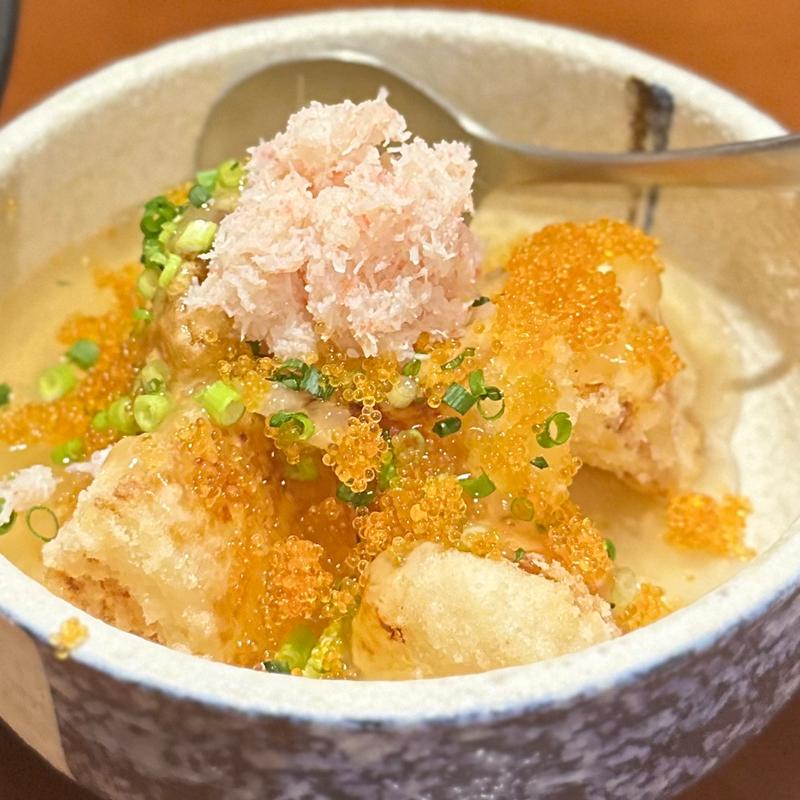 大根の唐揚げ　蟹身のせ(魚平)