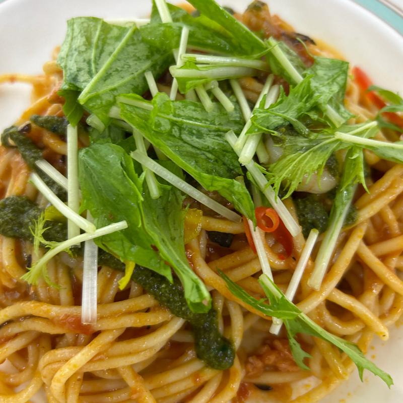 魚介と夏野菜の冷製スパゲッティ(札幌市役所地下食堂)