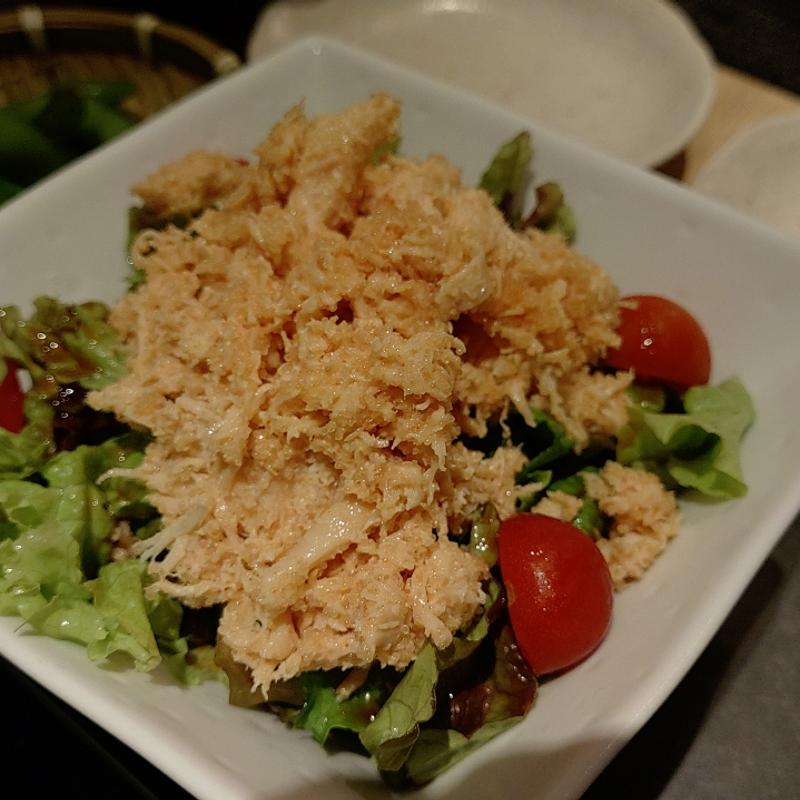 蒸し鶏明太マヨサラダ(博多もつ鍋 おおやま 福岡空港店)