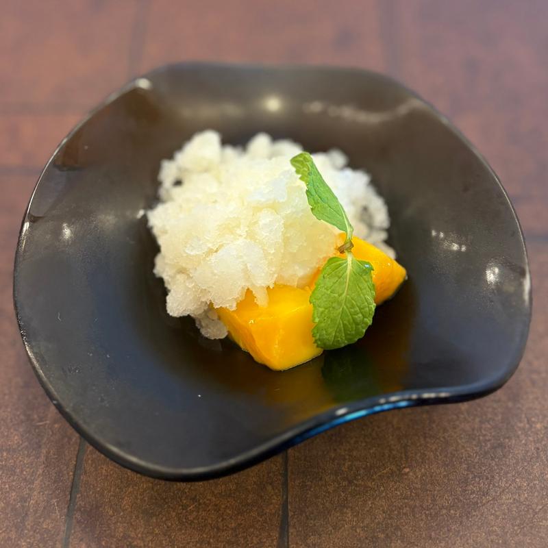 大阪産“キヌヒカリ”と酒粕 大阪大門酒造純米大吟醸“大門45”のソルベ(蔵—鉄板焼＆寿司)