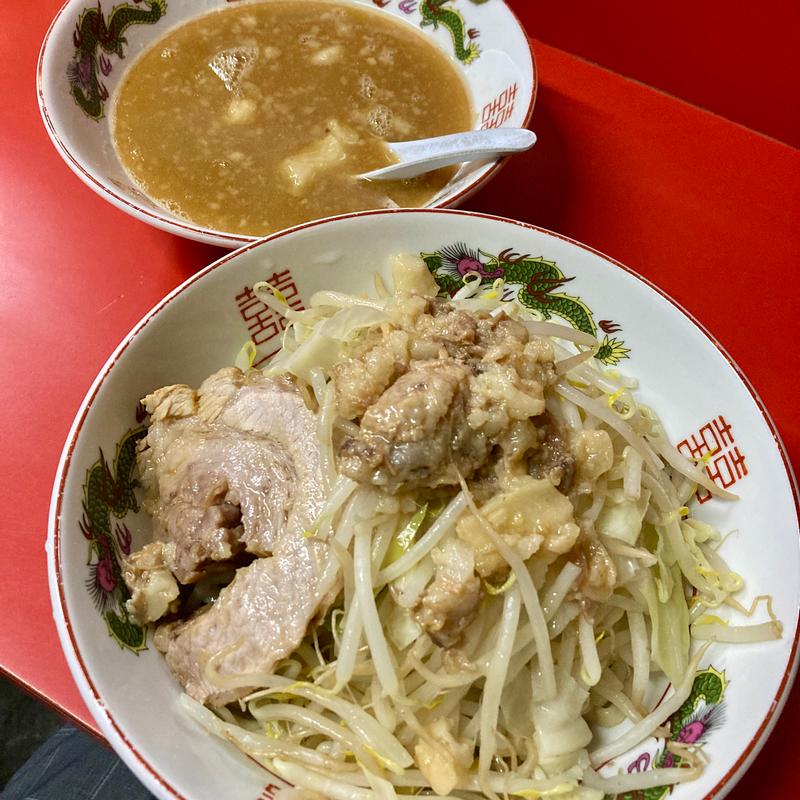 ラーメン半分 柚つけ麺（ヤサイちょいマシ）(ラーメン二郎  京都店)