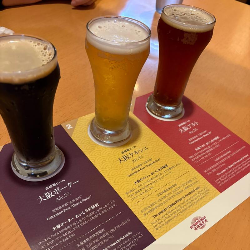 3種 クラフトビール呑み比べ(道頓堀クラフトビア醸造所 なんばCITY （ドウトンボリクラフトビアジョウゾウジョ）)