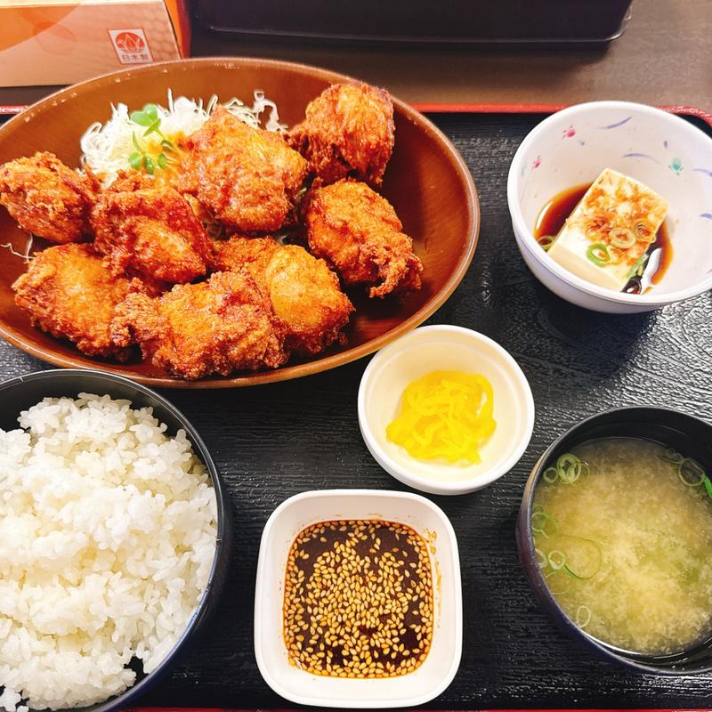 からあげ定食(幸福うどん )