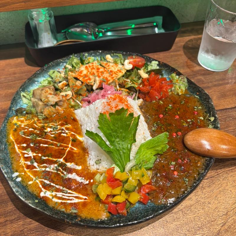 トンガリビーフキーマ&サワーチキン(スパイスカレー TONGARI トンガリカレー 難波店)