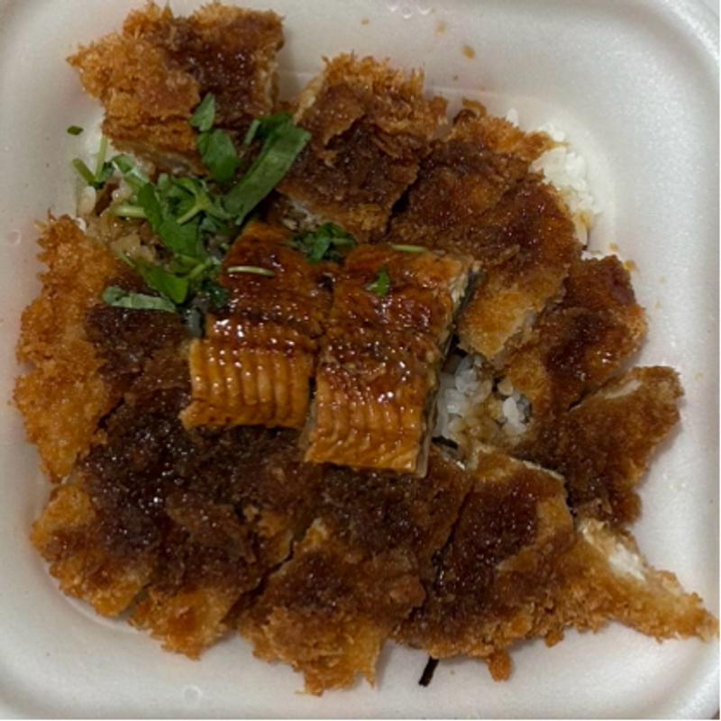 うなぎの蒲焼きとロースカツの合い盛り丼(かつや 大阪枚方店)