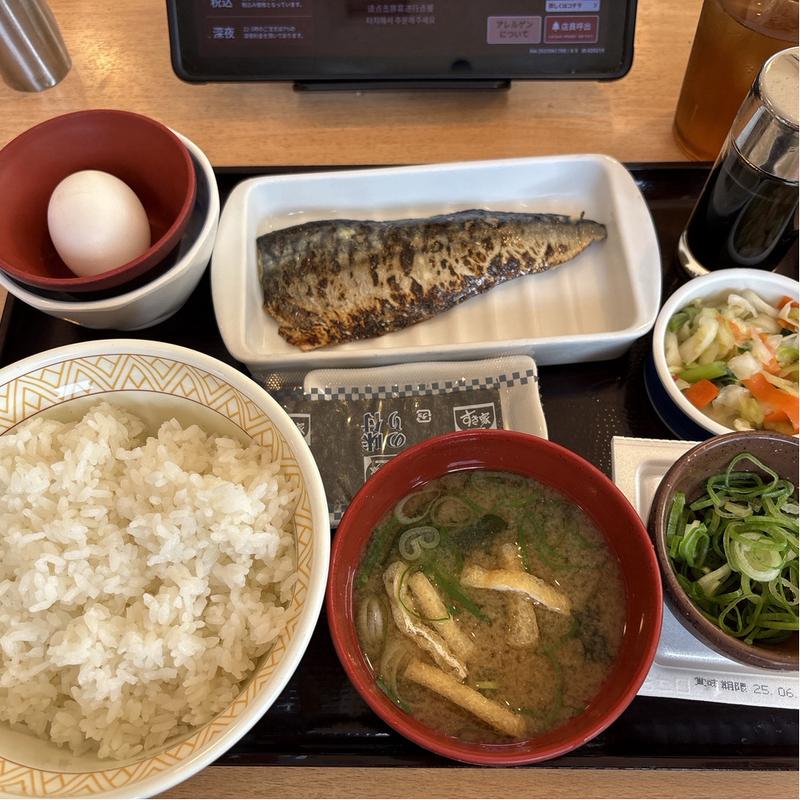 塩さばたまかけ朝食　納豆(すき家 八潮西袋店)