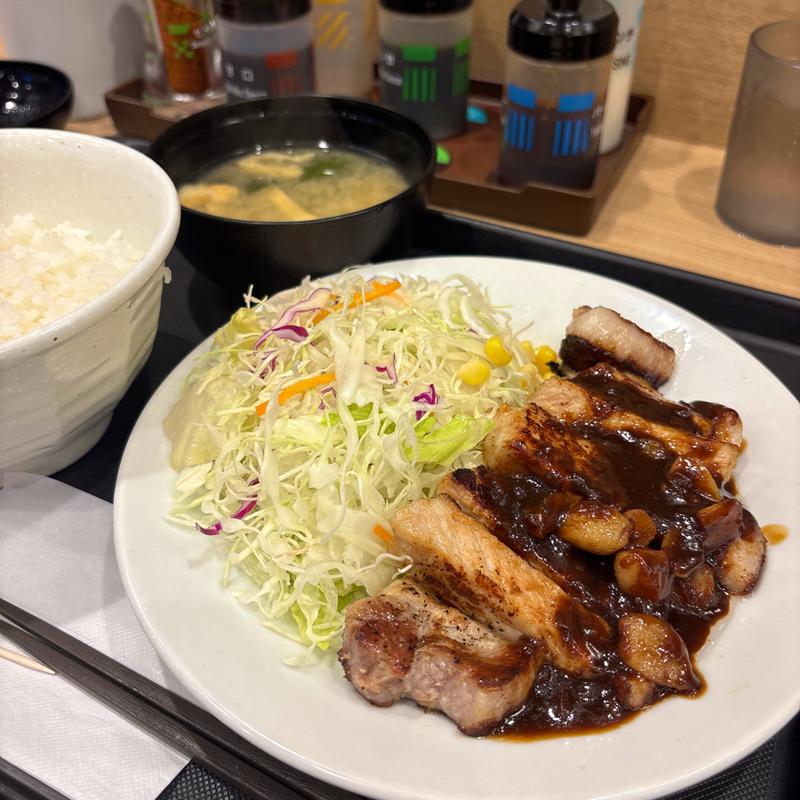 国産雪国育ち厚切りトンテキ定食(松屋 渋谷清水橋店 )