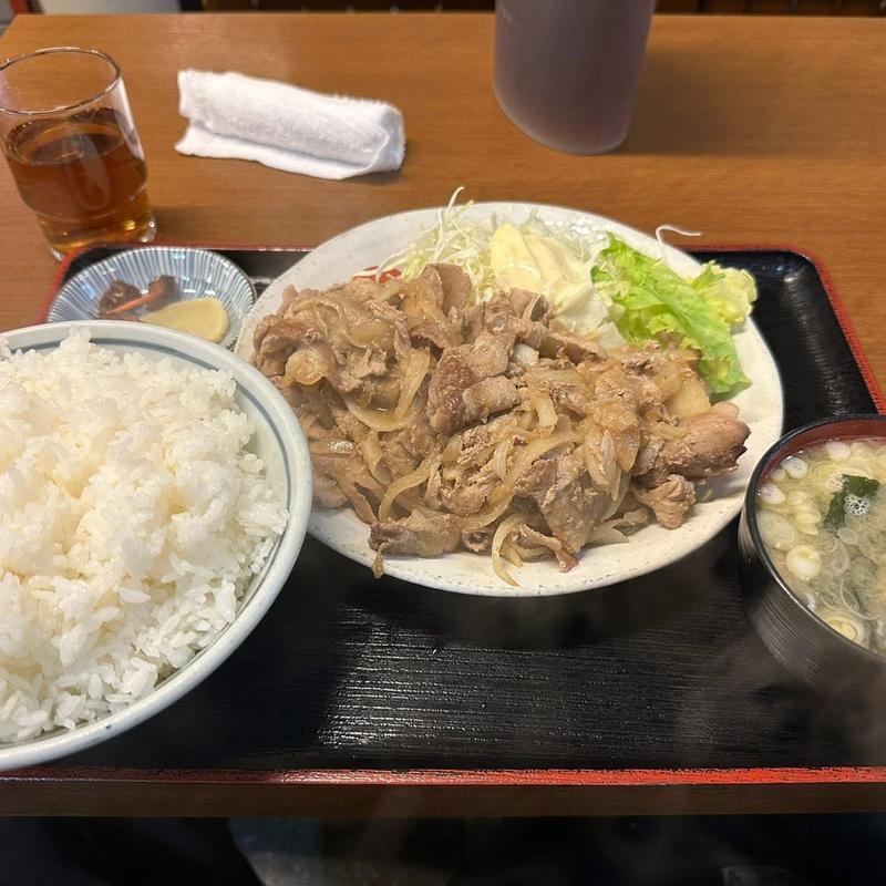 焼き肉定食 大盛り(そば処 長岡屋)