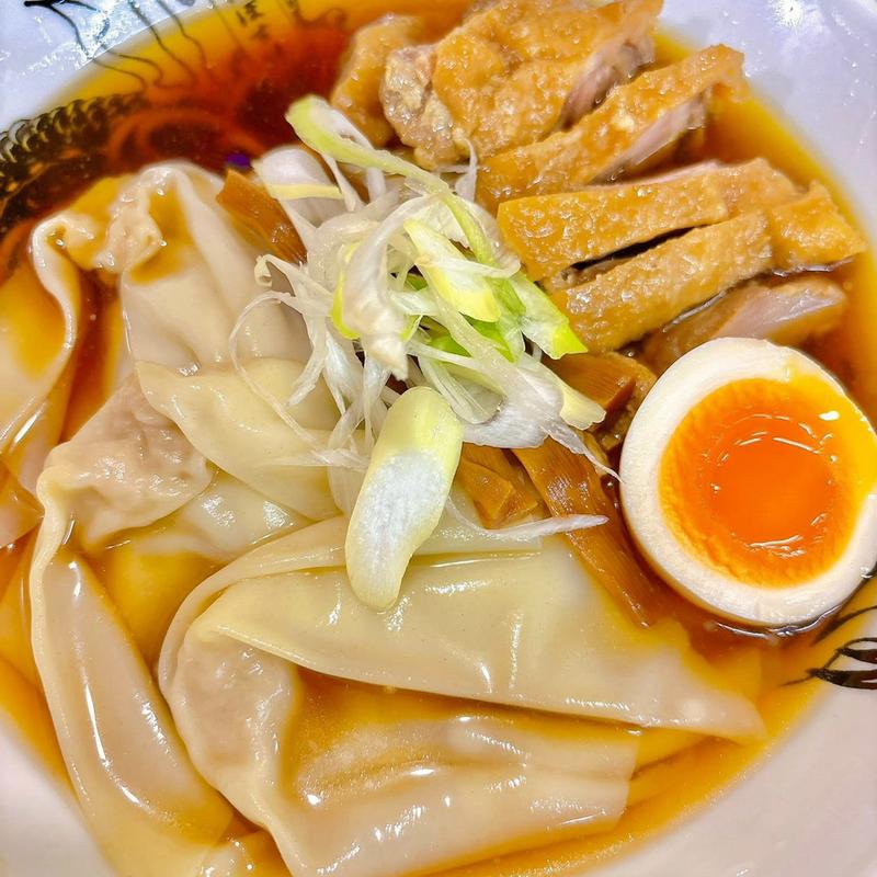 冷たい雲呑肉そば お茶漬けセット付き(麺屋にぼすけ 美郷店)
