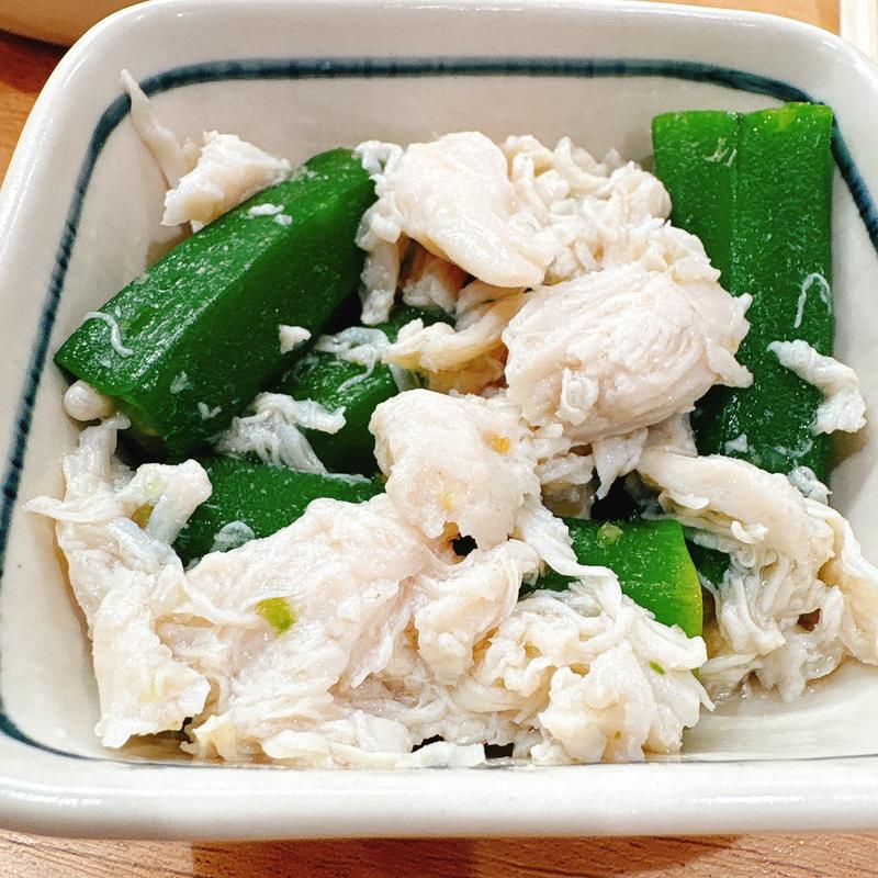 オクラと鶏の柚子胡椒和え(赤垣屋 天王寺ミオ店)