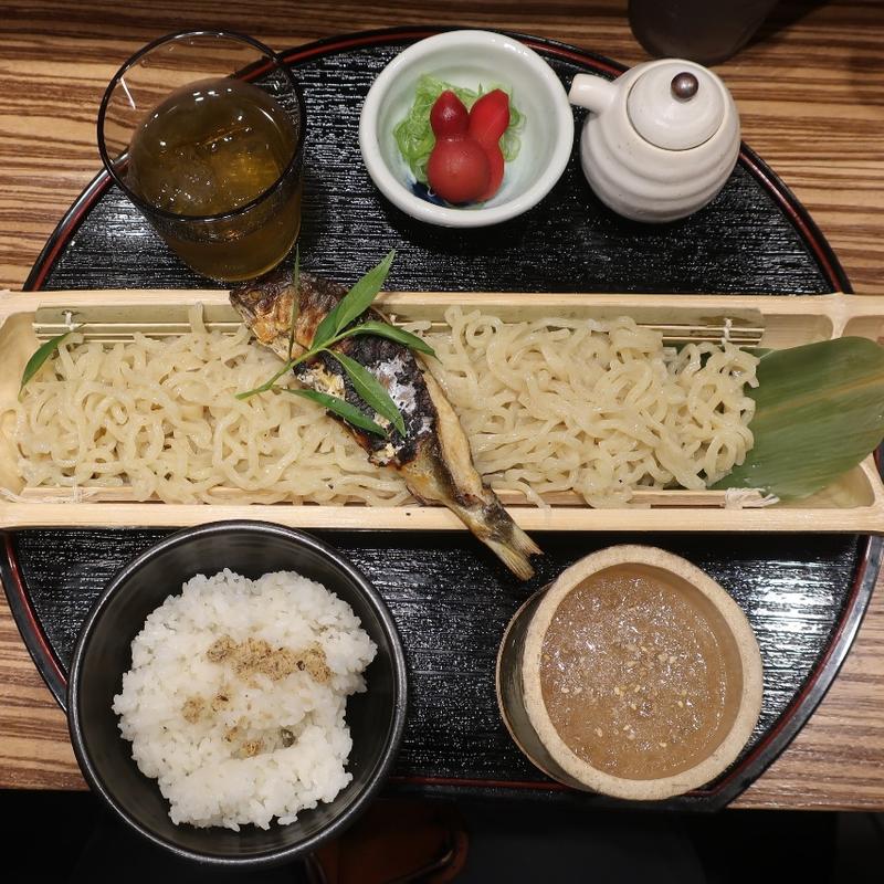あゆ冷しつけ麺御膳(炭火焼き あゆラーメン GOTTAKU)