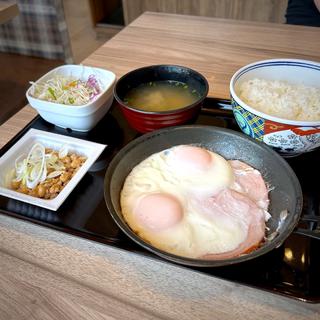 Wハムエッグ納豆定食(吉野家 仙台河原町店 )