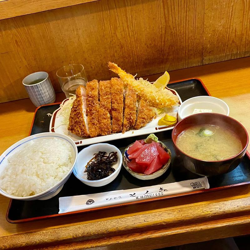 大ロースカツ定食 エビフライ(とん喜)
