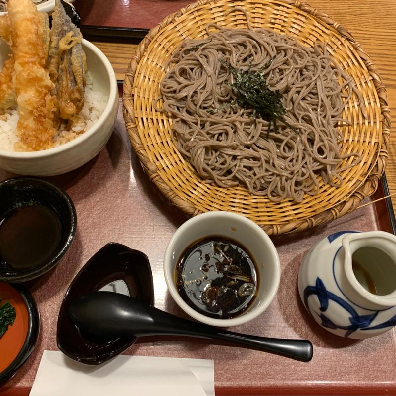 大海老天丼定食(ざるそば)(信州そば処 そじ坊 呉ゆめタウン店)
