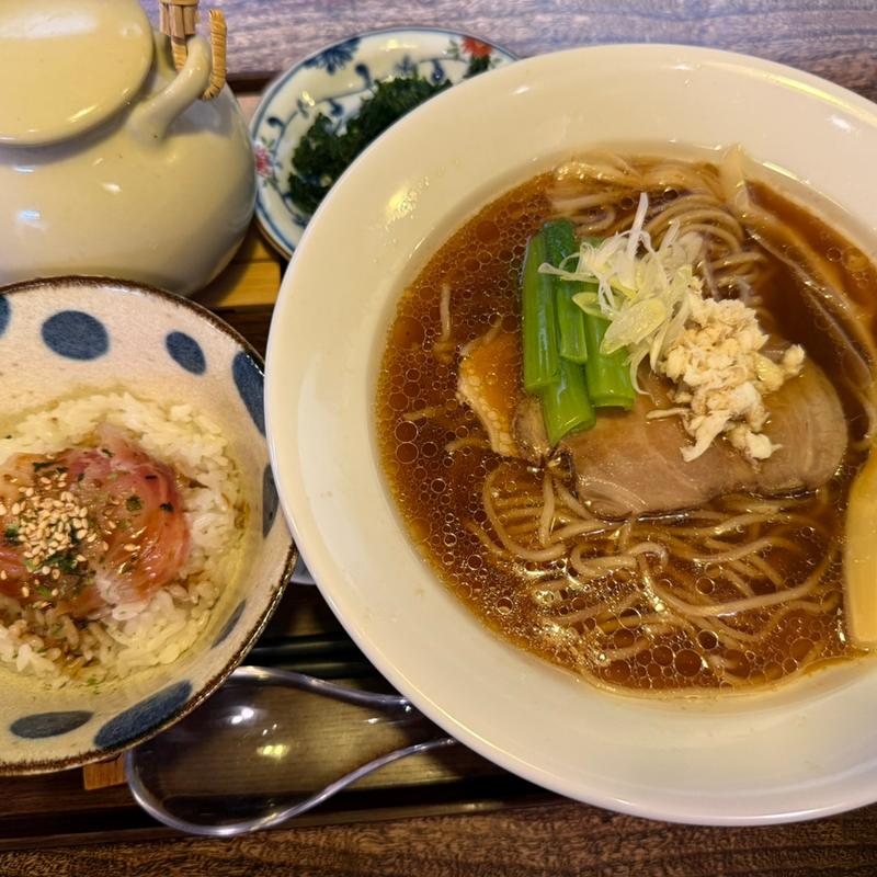 醤油、ミニ鯛茶漬けセット、あおさのり(鯛そば・茶漬 磯LABO 六町店)