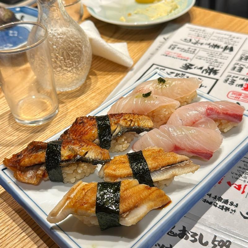 寿司  カンパチ シマアジ ウナギ 蒸しアナゴ(鮨酒場スシトフジ)