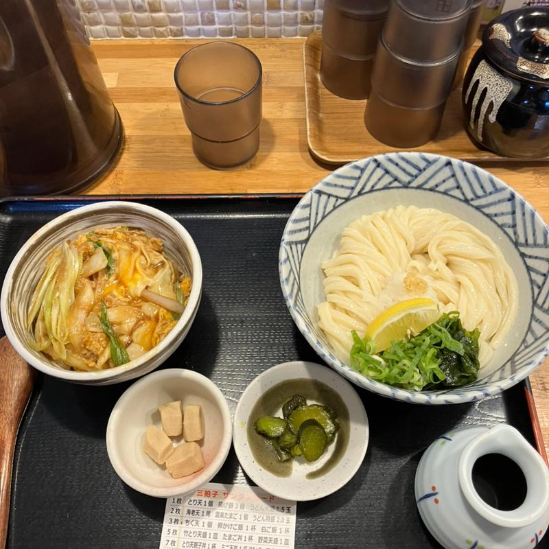 たまご丼定食(自家製おうどん 三拍子)