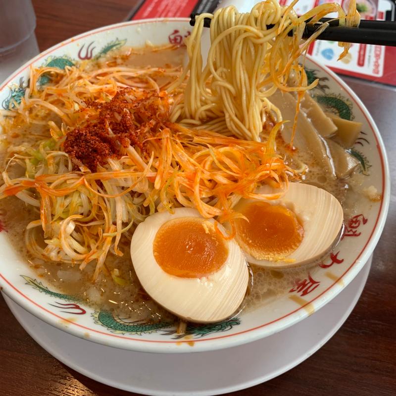 コク旨辛ネギラーメン(並)麺カタ(京都北白川ラーメン魁力屋 山科小野店)