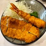 とんかつ定食エビフライ付き