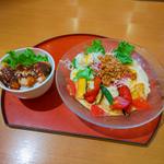 彩り野菜の冷やし担々うどん＋ミニ味噌ソースカツ丼