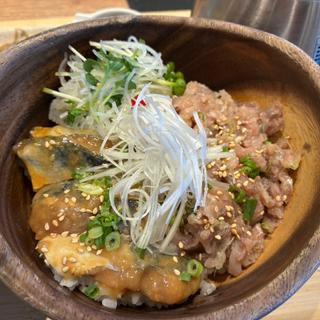 みょうが香るごま鯖とあじのたたきごはん