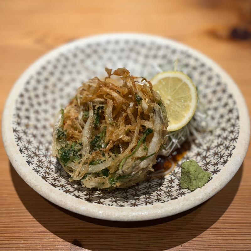 白海老のかき揚げぶっかけ蕎麦(蕎麦前酒場 はんさむ裏渋谷)