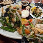 A定食・肉とニンニクの芽炒め