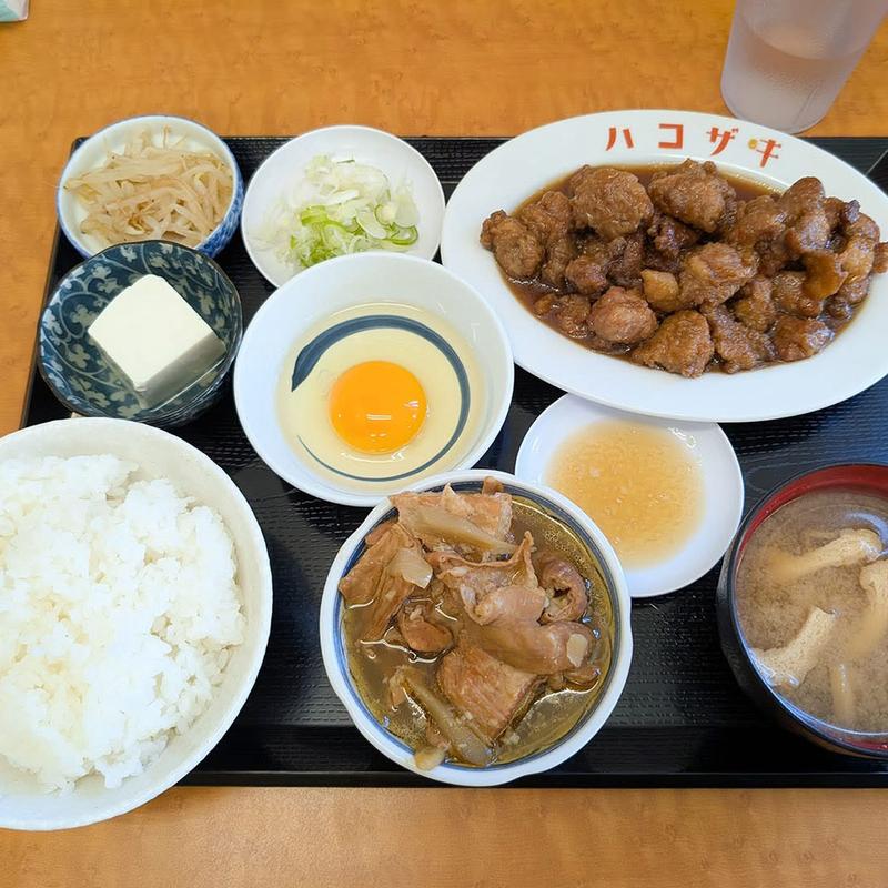 タンカルビ定食 もつ煮 小 生卵(箱ざき食堂 野田店)