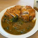 ほうれん草のカレー手仕込みとんかつ＆パリパリチキントッピング