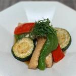 かんぱちと夏野菜 揚げだし