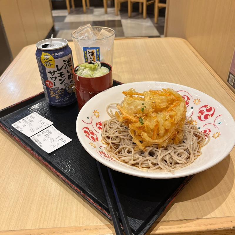 冷やしそば かき揚げ 薬味ねぎ20g(いろり庵きらく 川崎店)