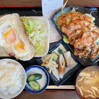 生姜焼肉定食 ハムエッグ