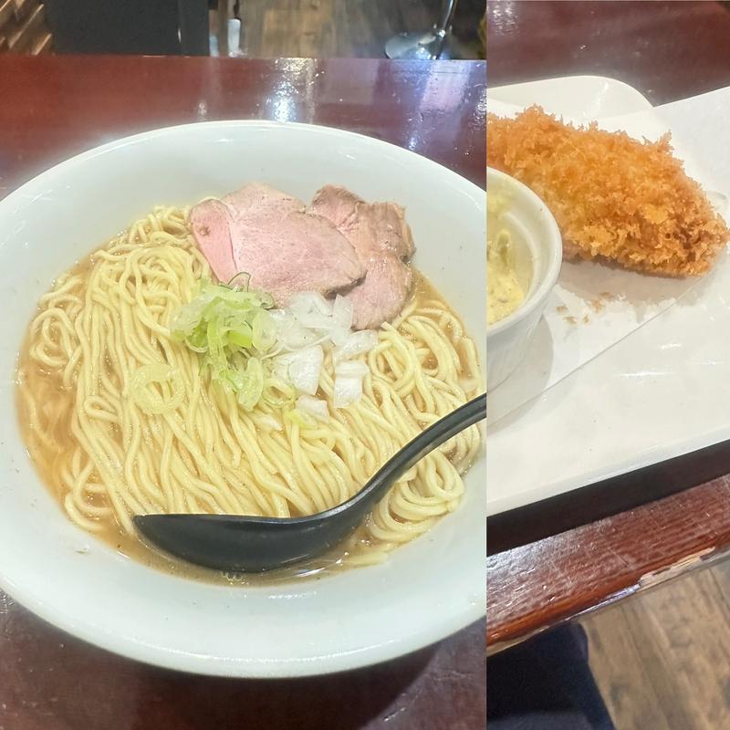 牡蠣煮干しラーメン&カキフライ&小ライスセット(牡蠣酒場すずきんち)