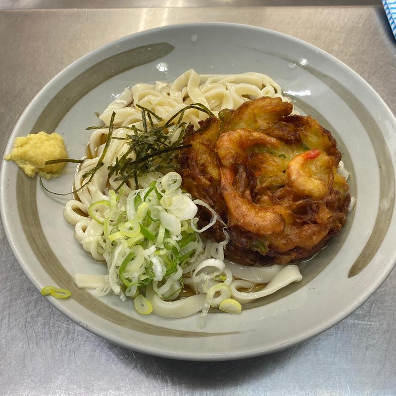かき揚げ冷やしきしめん(名代きしめん 住よし JR名古屋駅7・8番ホーム店 （すみよし）)