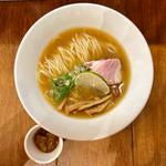 冷やし塩煮干し〜ほうじ茶仕立て〜茄子アチャール付き(限定)(麺楽 軽波氏)