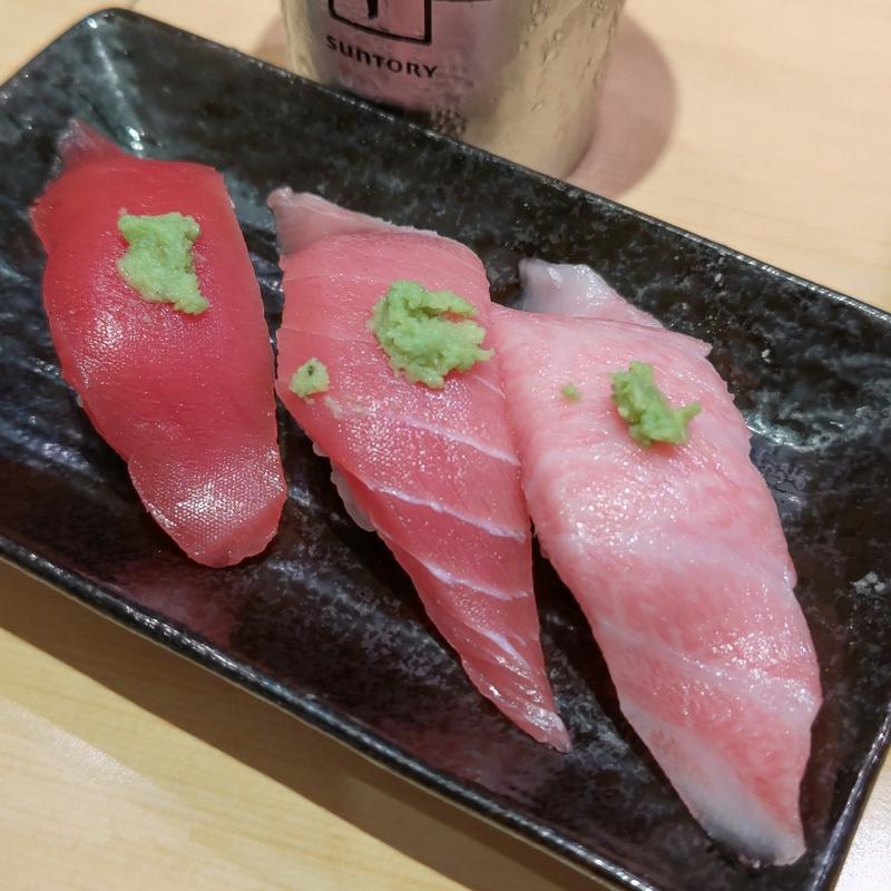本まぐろ三種(神奈川回転寿司 二代目ぐるめ亭 港南台バーズ店)