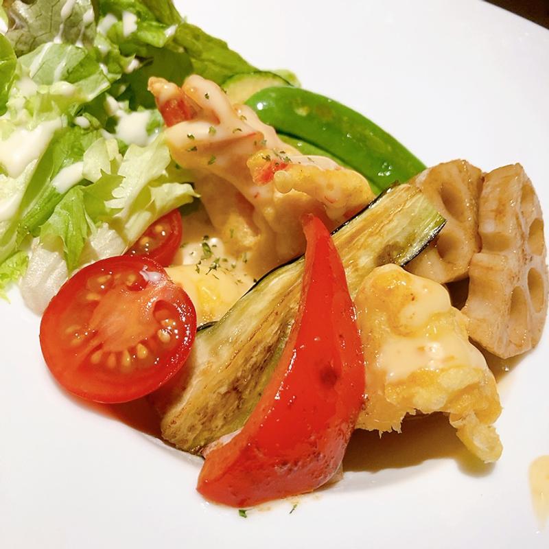 海老マヨと旬野菜焼(鉄板風土 すずらん )