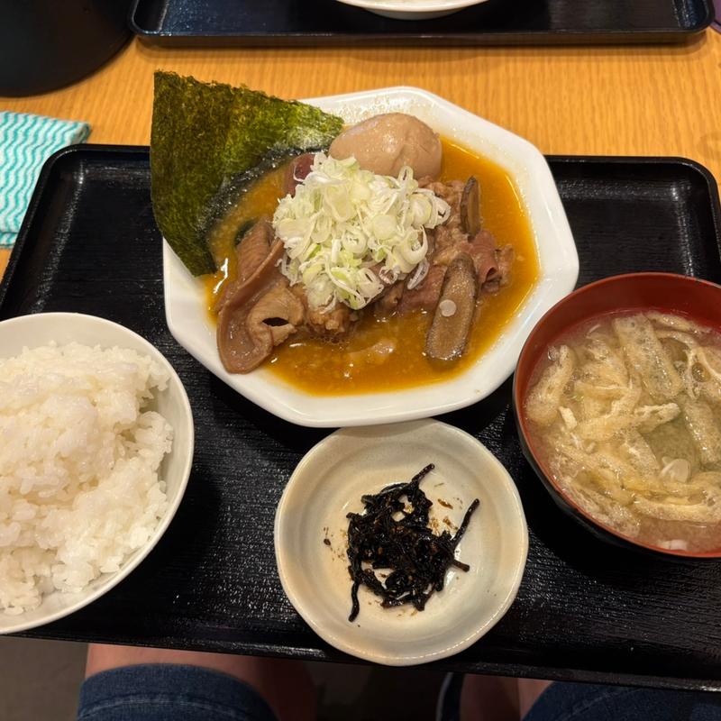 味玉もつ煮定食(もつ煮込専門店 油ヤ食堂 つくば要店)